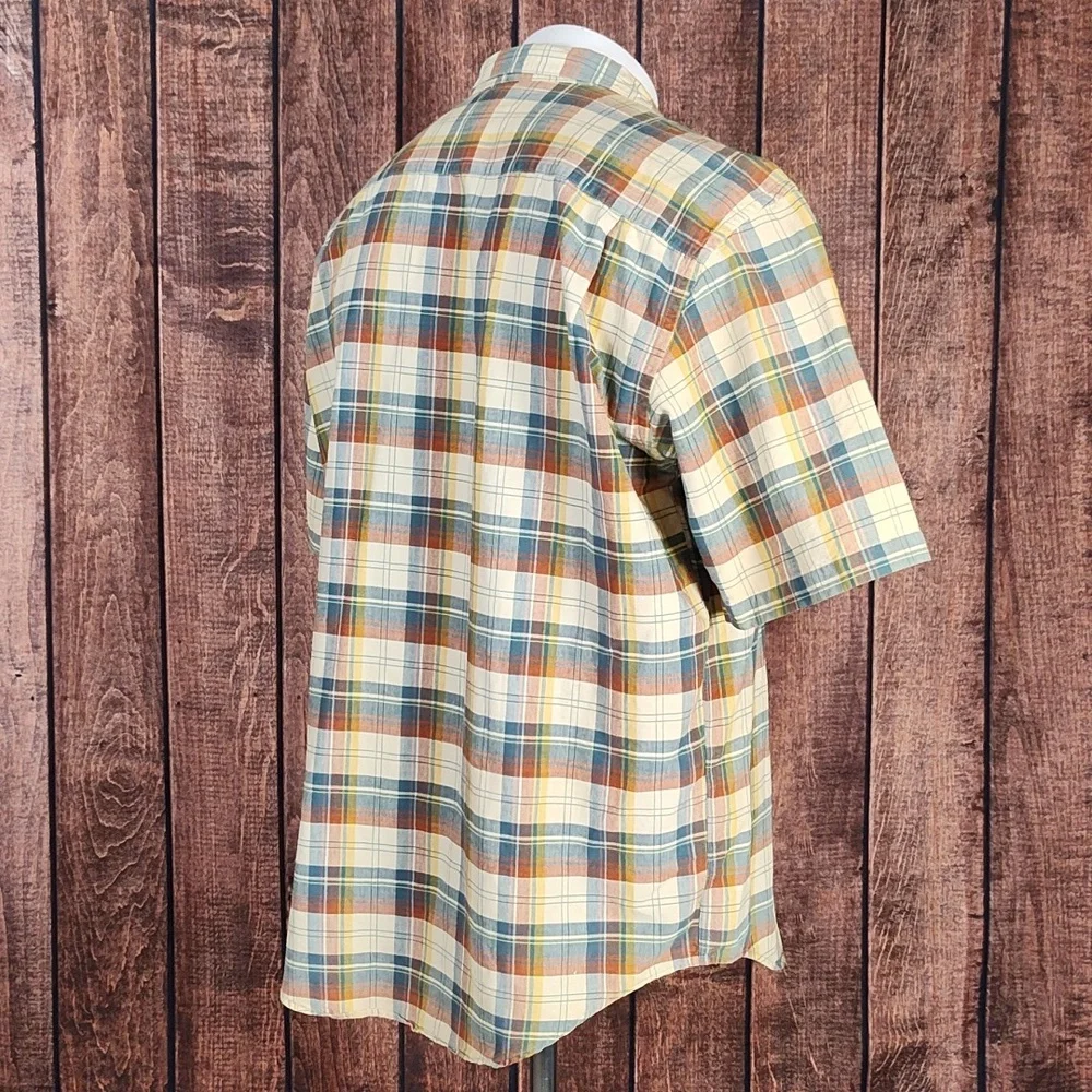 Vtg Extraordinary Mens Plaid Button Short Sleeve Indian Madras